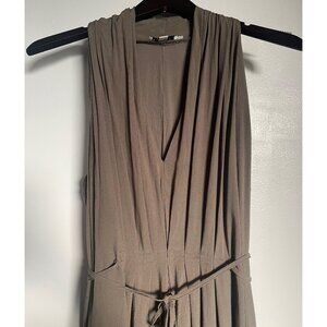 Olive green fit & flare sleeveless dress